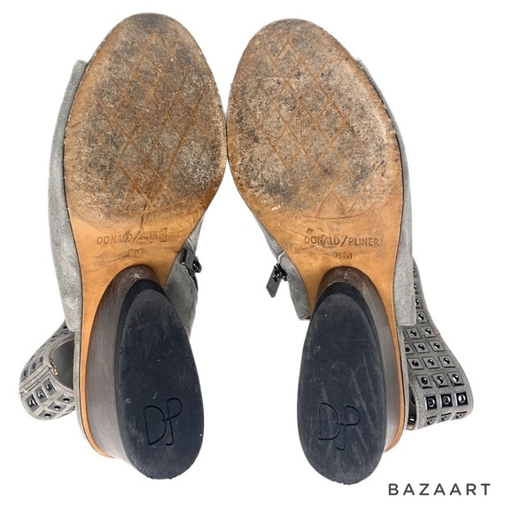 Donald J Pliner Janesp Gray Suede Peep Toe Ankle Bootie Side Zipper Closure Sz 8 - Picture 8 of 10